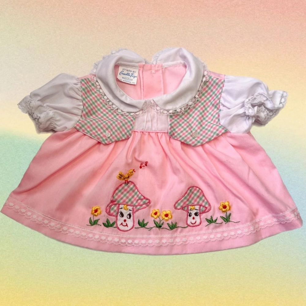 Vintage 1970's Appliqué Party Dress by Cradle Togs